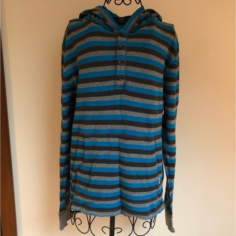 Aeropostale men's blue stripped hooded shirt